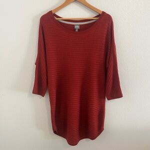 Soho NY&C Red Knit Tunic Sweater Size XL – 3/4 Sleeve Textured Soft Top